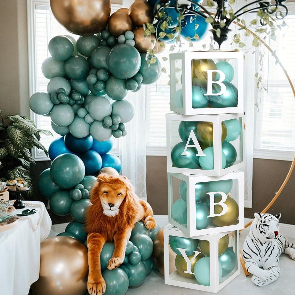 Transparent Letter Baby Shower Box Birthday Wedding Custom Name Balloon Box 1st Birthday Party Decorations Kids Babyshower Girl