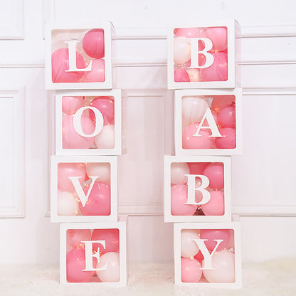 Transparent Letter Baby Shower Box Birthday Wedding Custom Name Balloon Box 1st Birthday Party Decorations Kids Babyshower Girl