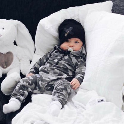 Newborn Baby Girl Boy Hooded Romper Jumpsuit Playsuit Clothes Outfit Camouflage Children Cute Autumn Winter Clothes