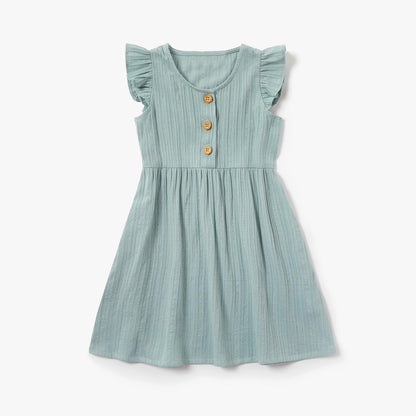 New Arrival Summer Cotton Solid Ruffle Matching Dresses Matching Outfits Mommy and Me Mother and Children's Clothing