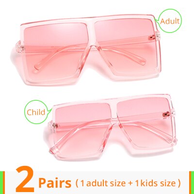 Family Matching Sunglasses Mother Father Daughter Son Kids Baby Girl Boy Sun Glasses Parent-child Big Square Shades Points UV400