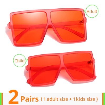 Family Matching Sunglasses Mother Father Daughter Son Kids Baby Girl Boy Sun Glasses Parent-child Big Square Shades Points UV400