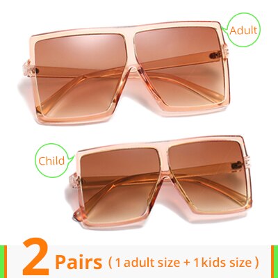 Family Matching Sunglasses Mother Father Daughter Son Kids Baby Girl Boy Sun Glasses Parent-child Big Square Shades Points UV400