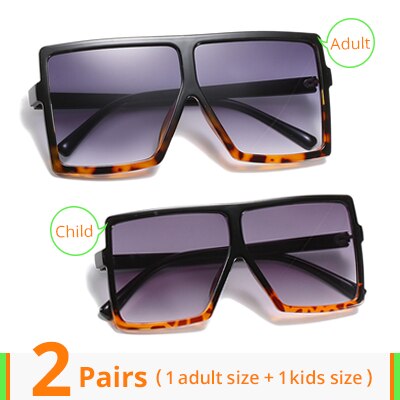 Family Matching Sunglasses Mother Father Daughter Son Kids Baby Girl Boy Sun Glasses Parent-child Big Square Shades Points UV400