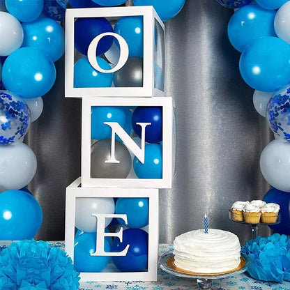 Transparent Letter Baby Shower Box Birthday Wedding Custom Name Balloon Box 1st Birthday Party Decorations Kids Babyshower Girl