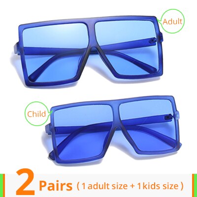 Family Matching Sunglasses Mother Father Daughter Son Kids Baby Girl Boy Sun Glasses Parent-child Big Square Shades Points UV400