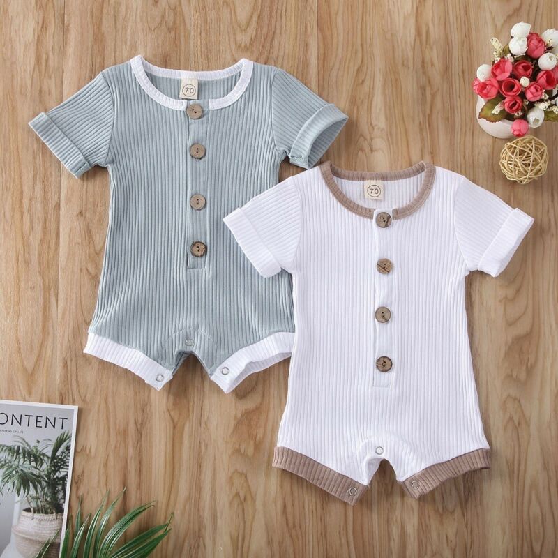 Pudcoco US Stock 0-18M Newborn Baby Boys Girls Clothes Short Sleeve Cotton Jumpsuit Bodysuit Cotton Outfit Summer