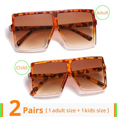 Family Matching Sunglasses Mother Father Daughter Son Kids Baby Girl Boy Sun Glasses Parent-child Big Square Shades Points UV400