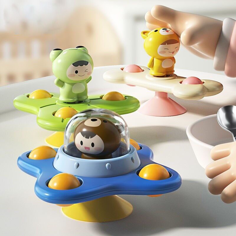 Suction Cup Spinner Toys Bath Spinning Top Toy Baby Teether Relief Stress Educational Rotating Rattle Toys Sucker for children