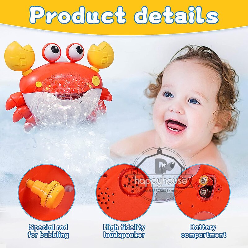 Baby Bath Toys Bubble Machine Crabs Frog Music Kids Bath Toy Bathtub Soap Automatic Bubble Maker Baby Bathroom Toy for Children