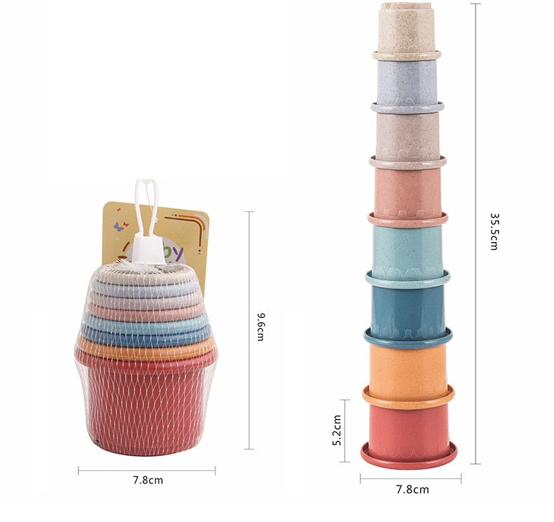 Baby Stacking Cup Toys Baby Early Educational Toys Stacking Tower Montessori Toys Baby Bath Toys Children Gift Dropshipping