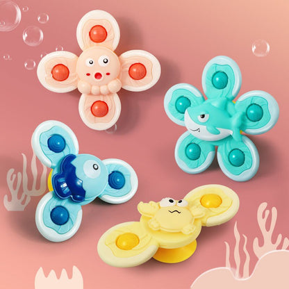 Suction Cup Spinner Toys Bath Spinning Top Toy Baby Teether Relief Stress Educational Rotating Rattle Toys Sucker for children