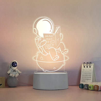 3D Acrylic LED Night Light Skateboar Astronauts On The Moon Kid Room Decoration New Born Baby Gift Nursery Table Lamp Home Decor