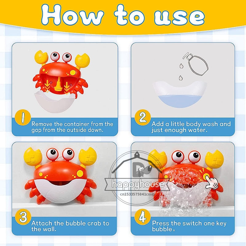 Baby Bath Toys Bubble Machine Crabs Frog Music Kids Bath Toy Bathtub Soap Automatic Bubble Maker Baby Bathroom Toy for Children