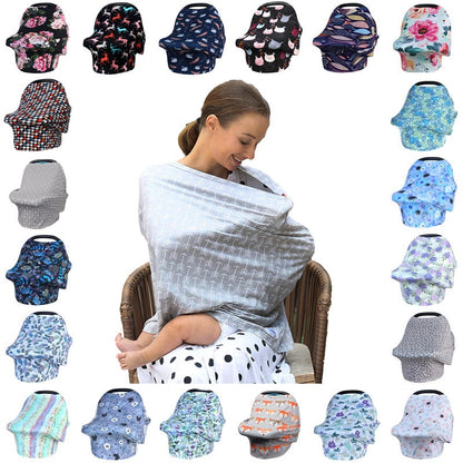 Newborn Breastfeeding Scarf Multi-Function 5 in 1 Baby Stroller Cover High Chair Cover Striped Baby Car Seat Cover Canopy