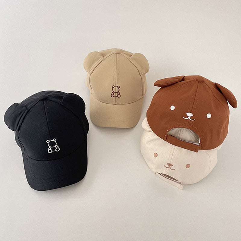 Children Summer Snapback Hat Baby Girls And Boys Cartoon Cute Bear Embroidery Baseball Cap Cotton Sun Hats For Kids