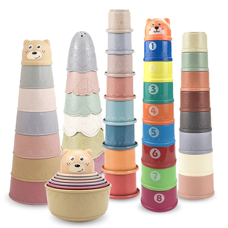 Baby Stacking Cup Toys Baby Early Educational Toys Stacking Tower Montessori Toys Baby Bath Toys Children Gift Dropshipping